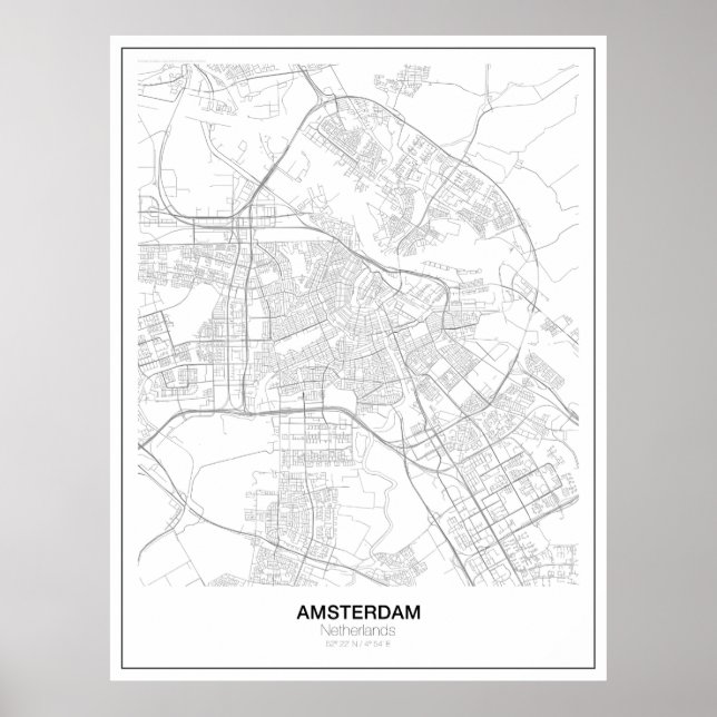 Amsterdam Minimalist Map Poster (style 2) (Front)