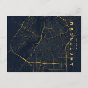 Amsterdam Netherland Map Minimal Postcard