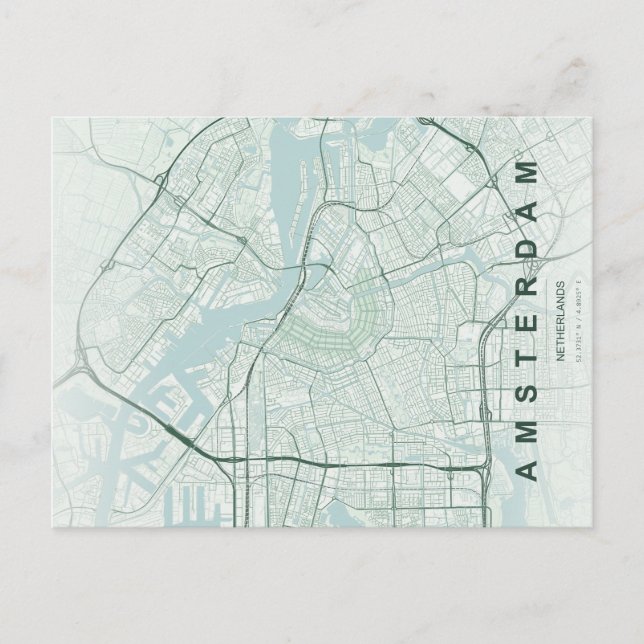 Amsterdam Netherland Map Minimal Postcard (Front)