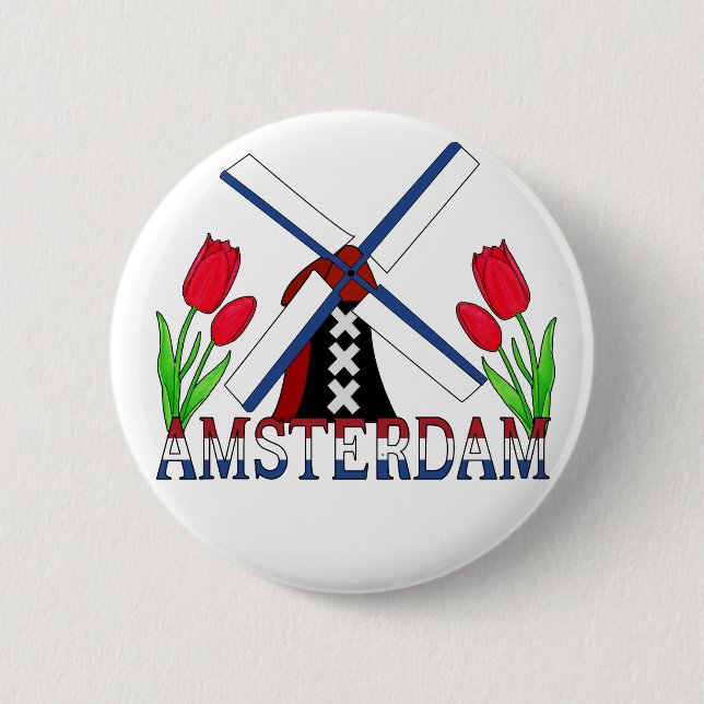 Amsterdam Netherlands 2 Inch Round Button (Front)