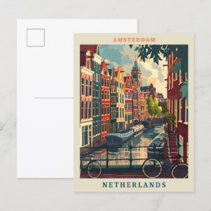 Amsterdam Netherlands Art Eegant Vintage Travel Postcard