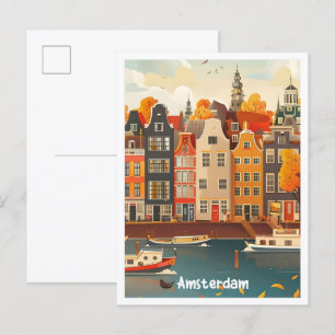 Amsterdam Netherlands Art Vintage Travel Postcard