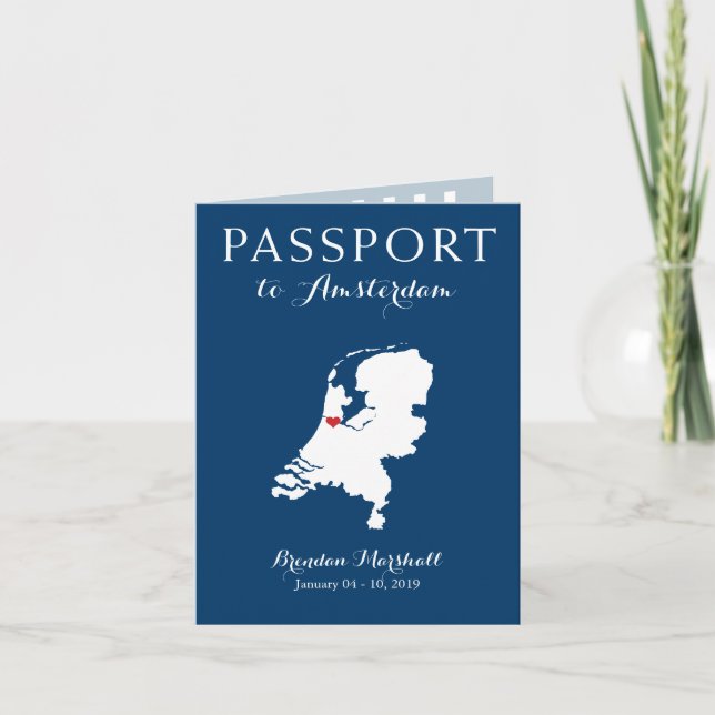 Amsterdam Netherlands Birthday Passport Invitation (Front)