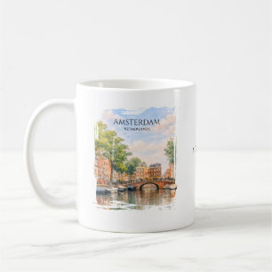 Amsterdam Netherlands Canal Colourful City Trave Coffee Mug
