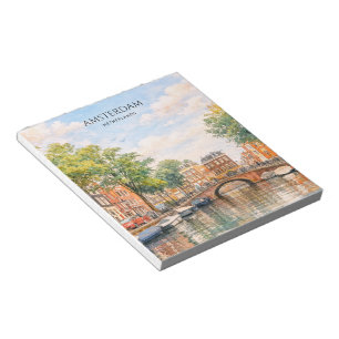 Amsterdam Netherlands Canal Colourful City Trave Notepad