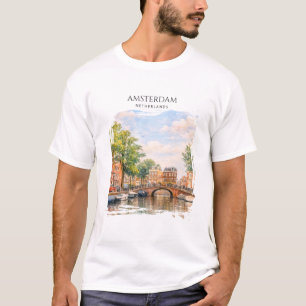 Amsterdam Netherlands Canal Colourful City Trave T-Shirt