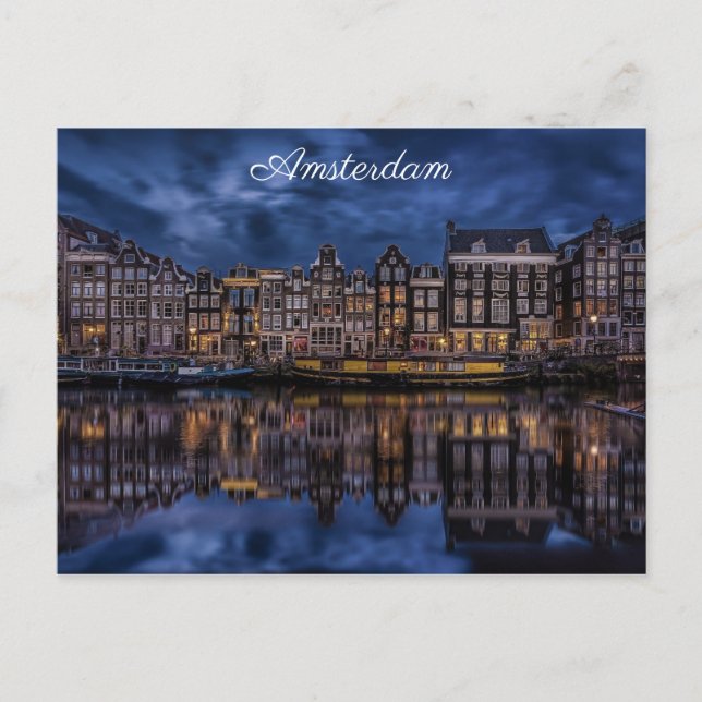 Amsterdam Netherlands Canal Homes Travel Photo Postcard (Front)