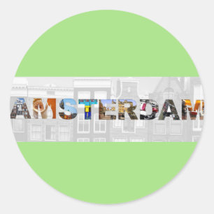 Amsterdam Netherlands Canal Houses Photo Classic Round Sticker