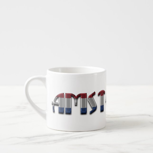 Amsterdam Netherlands Dutch Flag Colours Typograph Espresso Cup (Left)