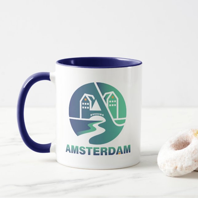 Amsterdam Netherlands Europe Mug (With Donut)