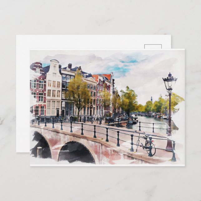 Amsterdam, Netherlands Holiday Postcard (Front/Back)