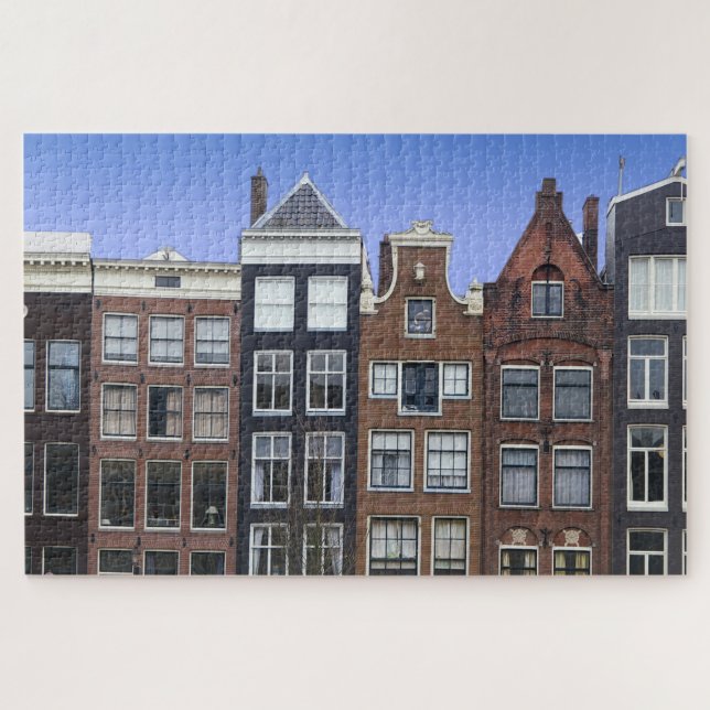 Amsterdam Netherlands Holland Canal Homes Jigsaw Puzzle (Horizontal)