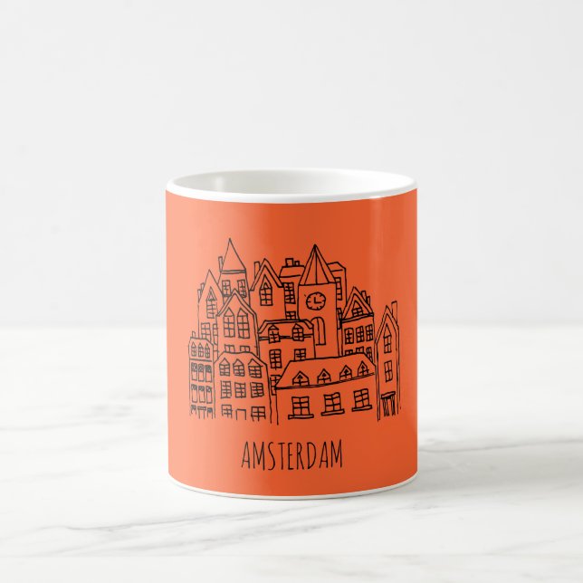 Amsterdam Netherlands Holland City Souvenir Orange Coffee Mug (Center)