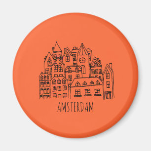 Amsterdam Netherlands Holland City Souvenir Orange Magnet