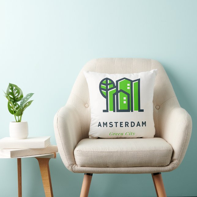 Amsterdam Netherlands Holland Dutch Green City Throw Pillow (Creator Uploaded)