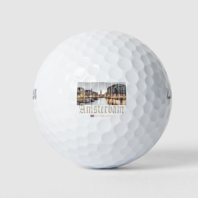 Amsterdam Netherlands Holland vintage souvenir Golf Balls (Front)