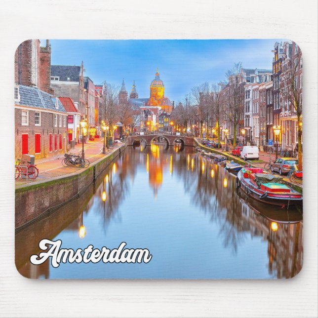 Amsterdam, Netherlands, In The Early Evening Mouse Pad (Front)