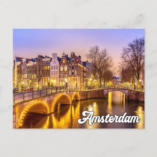 Amsterdam, Netherlands, In The Early Evening Postcard (Front)