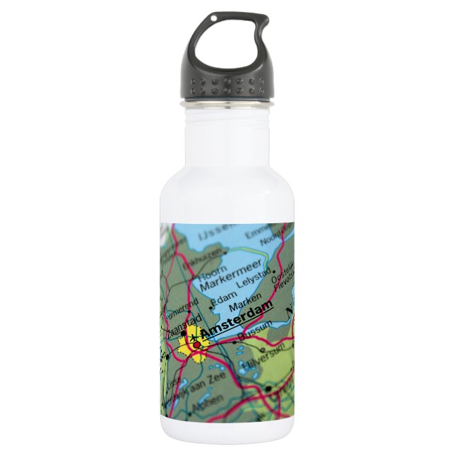 Amsterdam, Netherlands Map 532 Ml Water Bottle (Front)