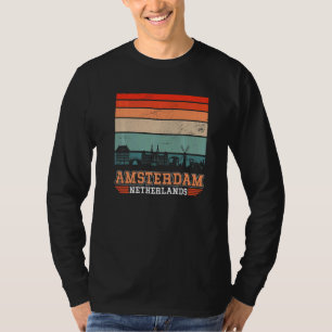 Amsterdam Netherlands Retro Vintage Sunset Skyline T-Shirt