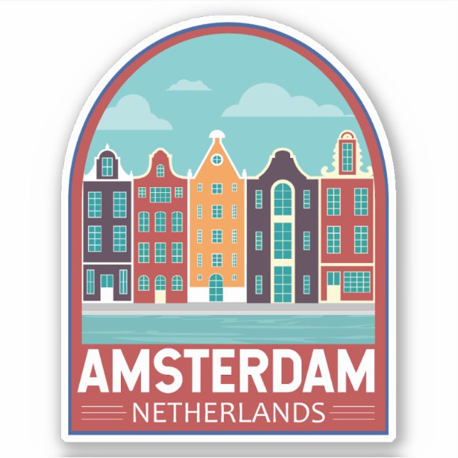 Amsterdam Netherlands Travel Art Vintage (Front)