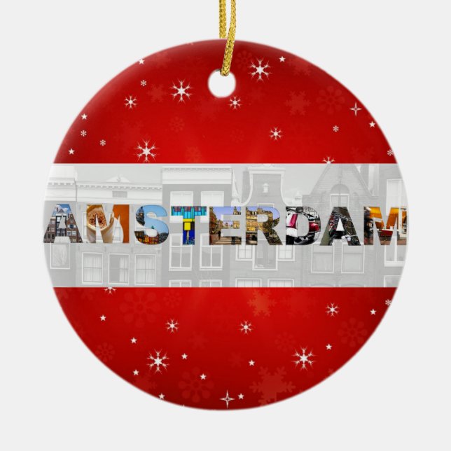 Amsterdam Netherlands Travel Photos Christmas Ceramic Ornament (Front)