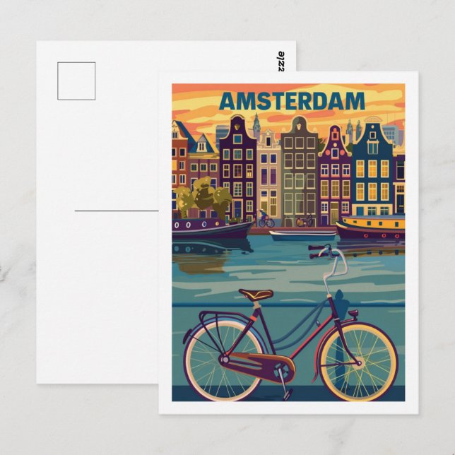 Amsterdam Netherlands Vintage Famous Travel Place Postcard (Front/Back)