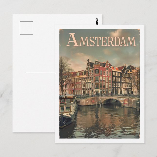 Amsterdam Netherlands Vintage Famous Travel Place Postcard (Front/Back)