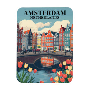 Amsterdam Netherlands Vintage Travel Bicycles Magnet