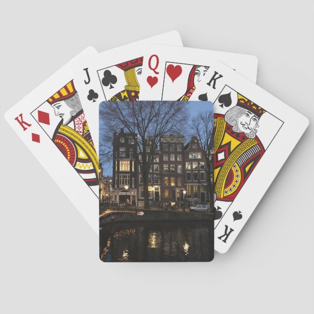Amsterdam Night on the Canal in Holland Playing Cards (Back)