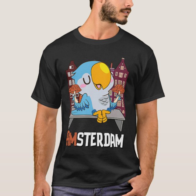 Amsterdam Parakeet Mushroom Holland The Netherland T-Shirt (Front)