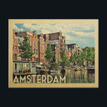 Amsterdam Postcard Holland Vintage Travel<br><div class="desc">Amsterdam Holland design in Vintage Travel style featuring a tranquil Dutch canal.</div>