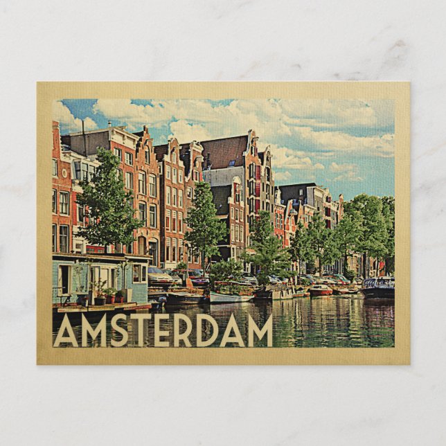 Amsterdam Postcard Holland Vintage Travel (Front)