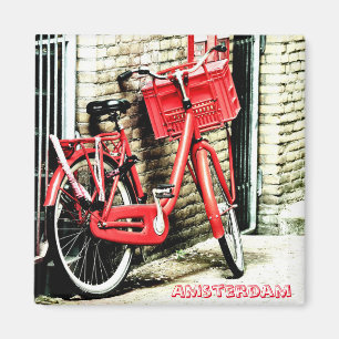 Amsterdam - Red Bicycle, Holland (Fridge Magnet) Magnet
