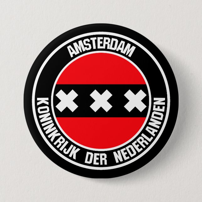 Amsterdam Round Emblem 3 Inch Round Button (Front)