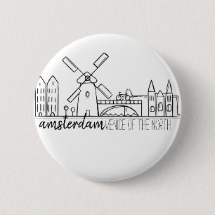 Amsterdam Skyline 2 Inch Round Button
