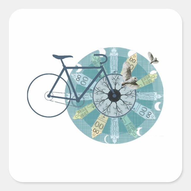 Amsterdam skyline square sticker (Front)