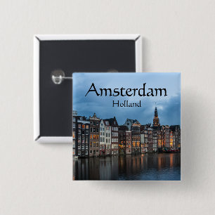 Amsterdam Souvenir 2 Inch Square Button