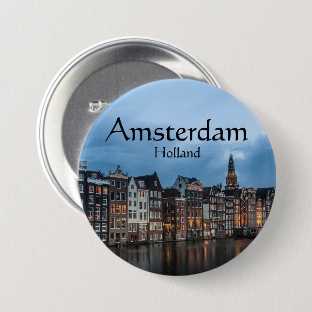 Amsterdam Souvenir 3 Inch Round Button (Front & Back)