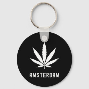 Amsterdam Stoner Pot Leaf Travel Vacation  Keychain