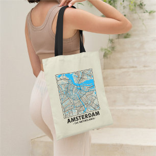 Amsterdam, The Netherlands City Map Tote Bag