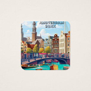 Amsterdam Travel Postcard Art, Pays-Bas Postcar