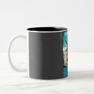 Amsterdam Travel Poster  Two-Tone Coffee Mug