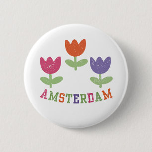 Amsterdam Tulips 2 Inch Round Button