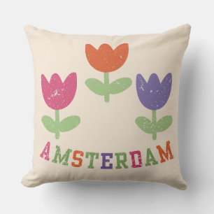 Amsterdam Tulips Throw Pillow