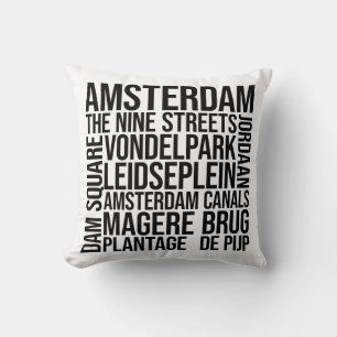 Amsterdam Typography - The Netherlands Word Art Throw Pillow