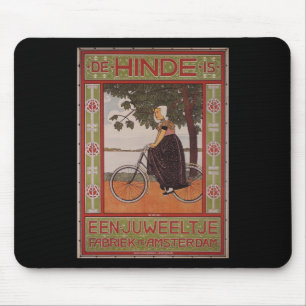 Amsterdam Vintage Bicycle Poster Art Mouse Pad