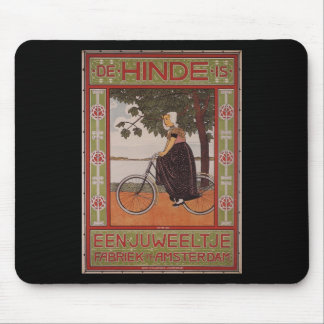Amsterdam Vintage Bicycle Poster Art Mouse Pad