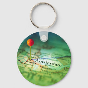 AMSTERDAM Vintage Map Keychain