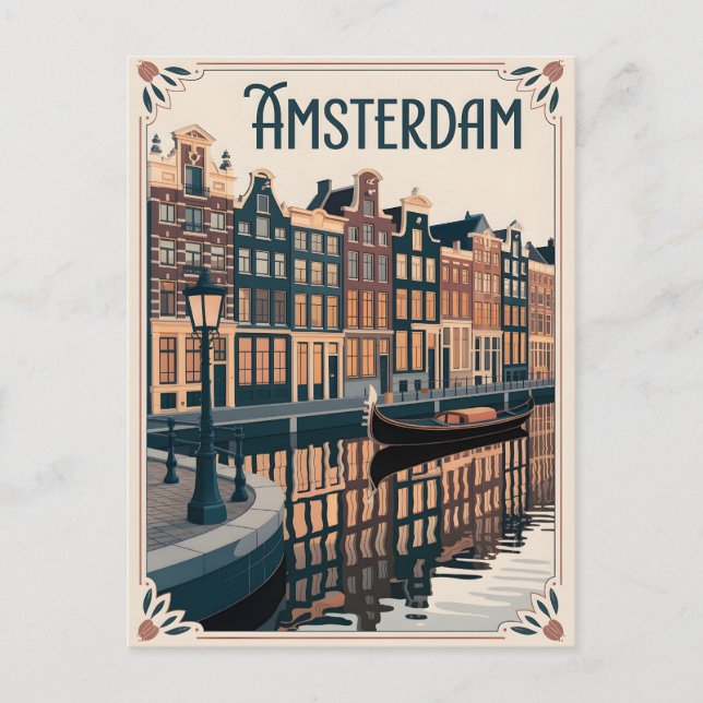 Amsterdam vintage minimalistic postcard (Front)